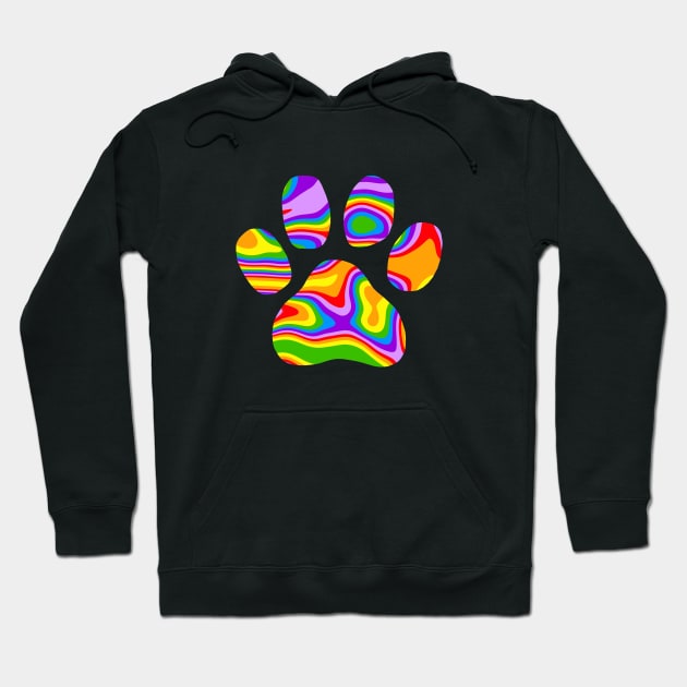 RAINBOW Puppy Paw Print Hoodie by SartorisArt1